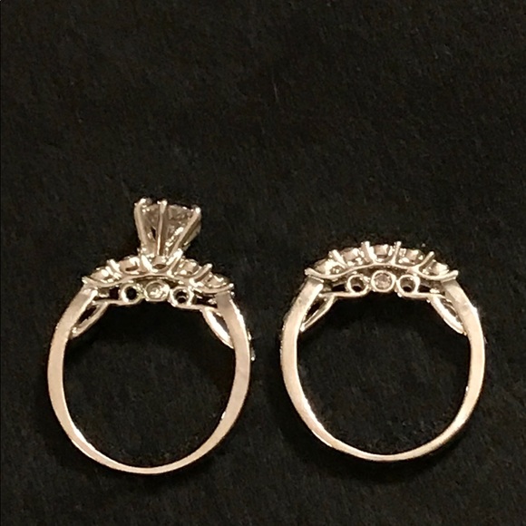 New Sterling silver white sapphire wedding ring set size 5.75 - Picture 5 of 9